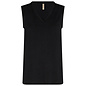 Knitted Tshirt Neck Detail Sleeveless Black