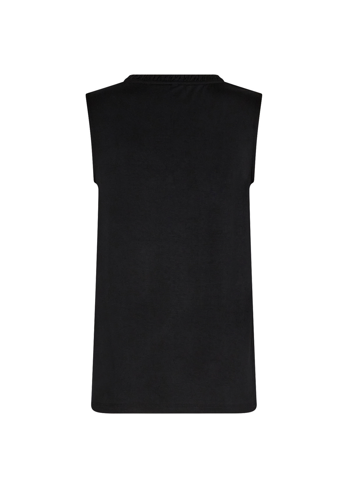 Knitted Tshirt Neck Detail Sleeveless Black