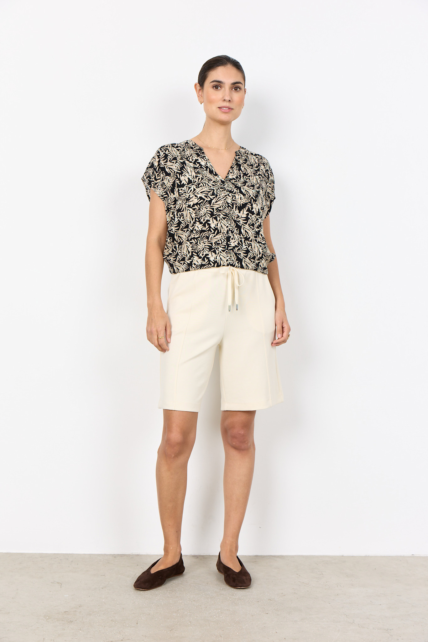 Black Combi Woven Blouse Leaves