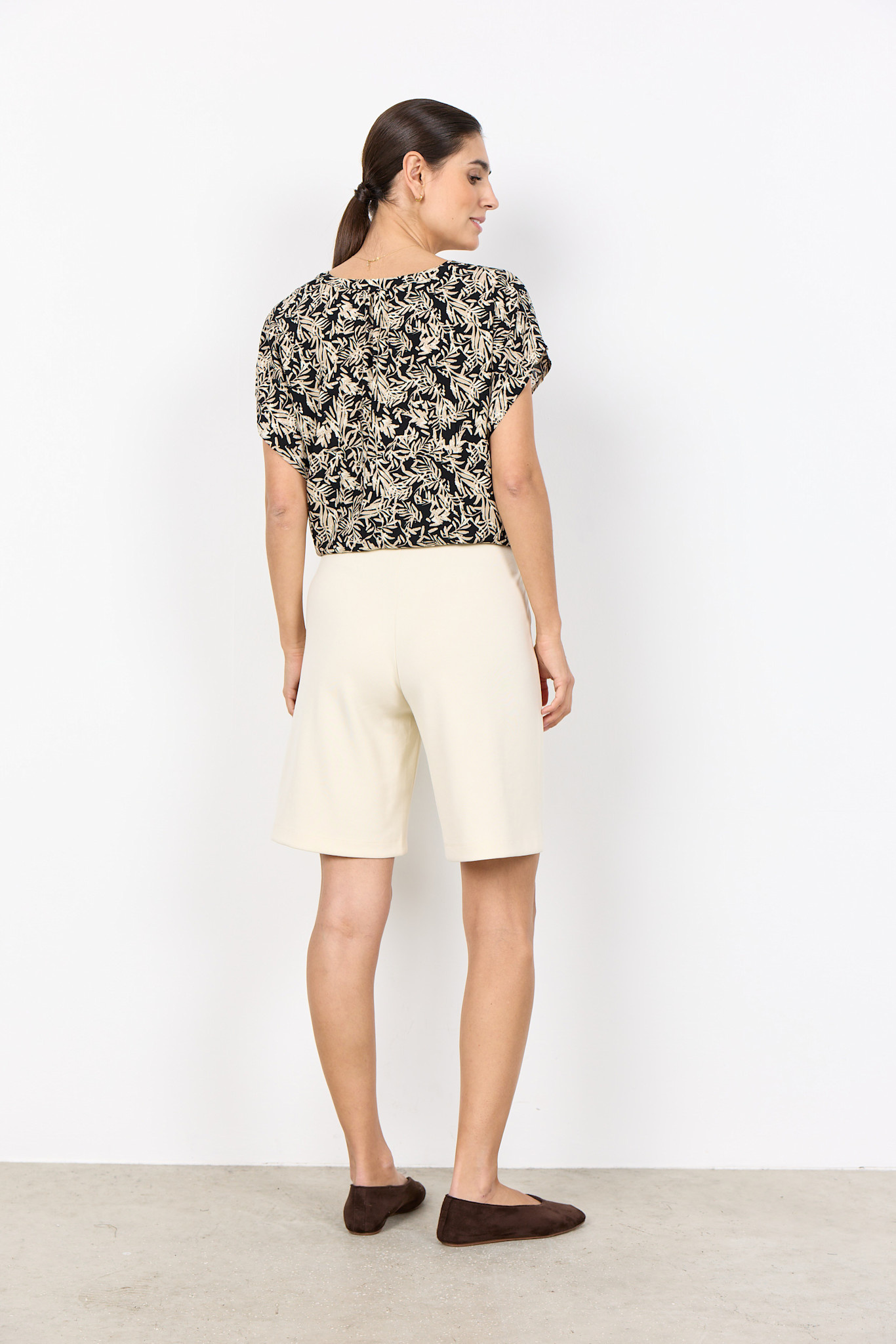 Black Combi Woven Blouse Leaves