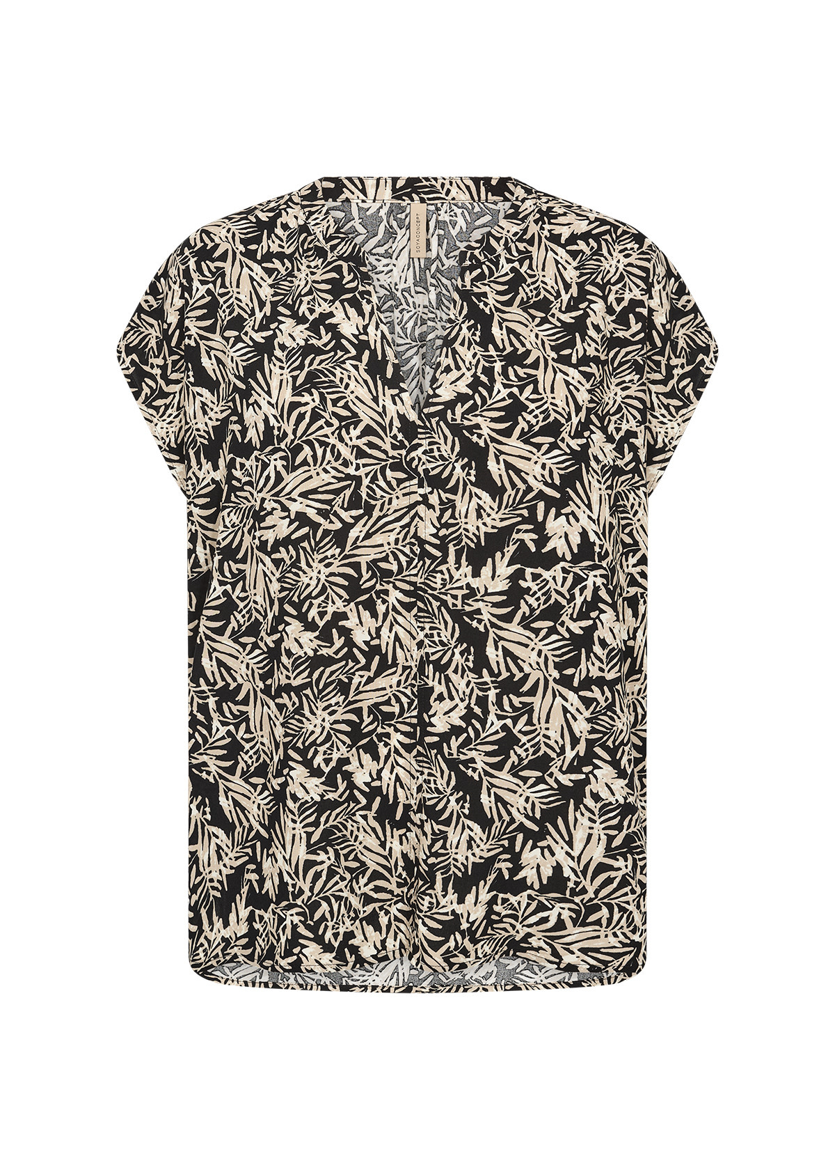 Black Combi Woven Blouse Leaves