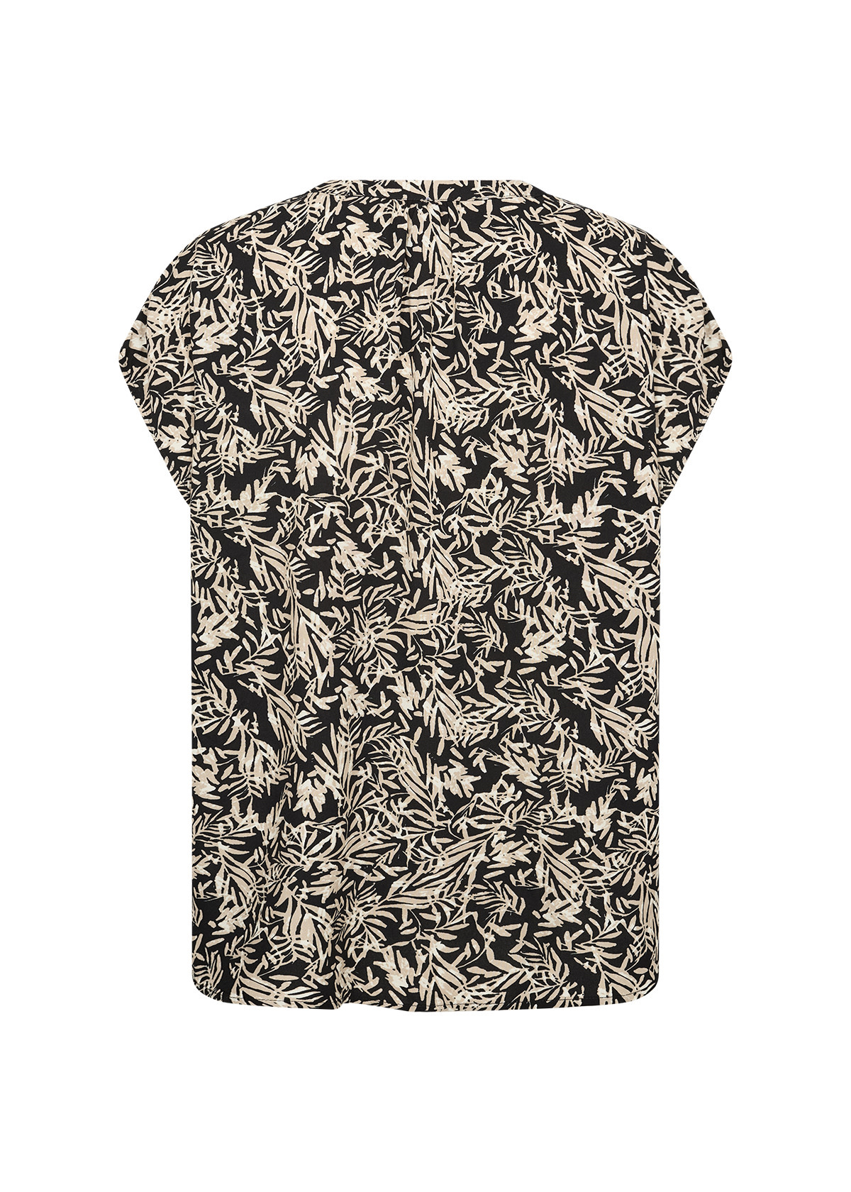 Black Combi Woven Blouse Leaves