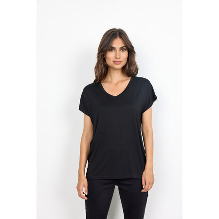 Black Knitted Tshirt V-Neck