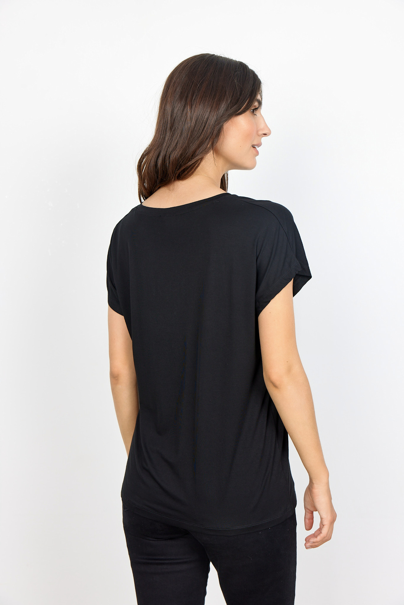 Black Knitted Tshirt V-Neck