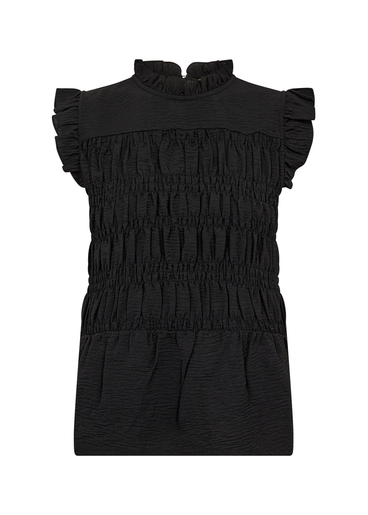 Knitted Blouse Ruffled Short Sleeve