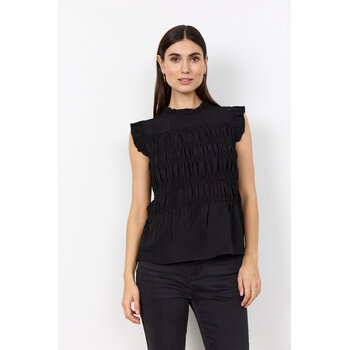 Knitted Blouse Ruffled Short Sleeve