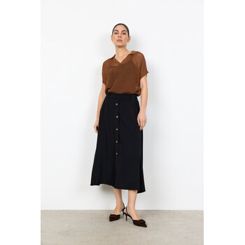 Woven Skirt Black Buttons
