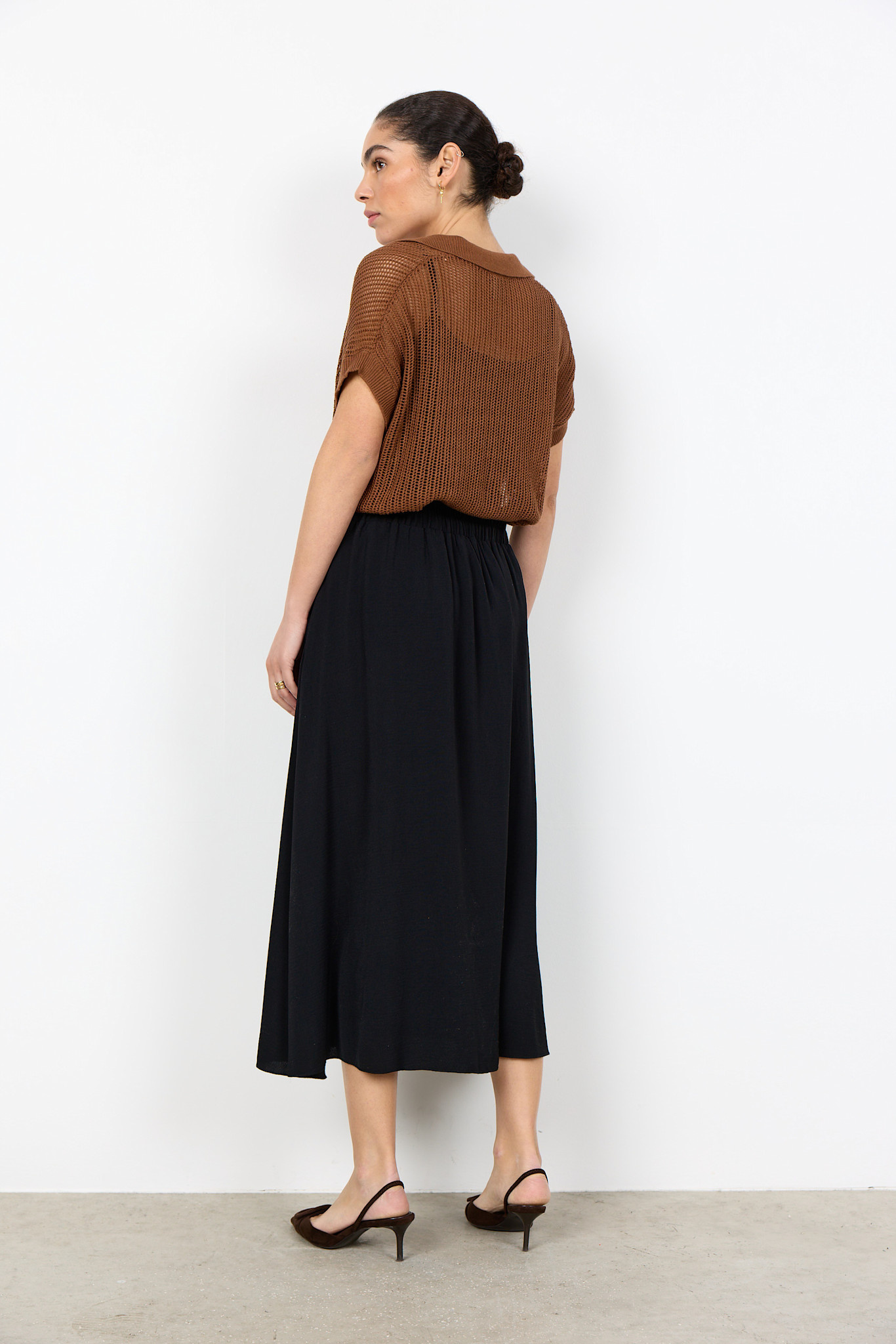 Woven Skirt Black Buttons