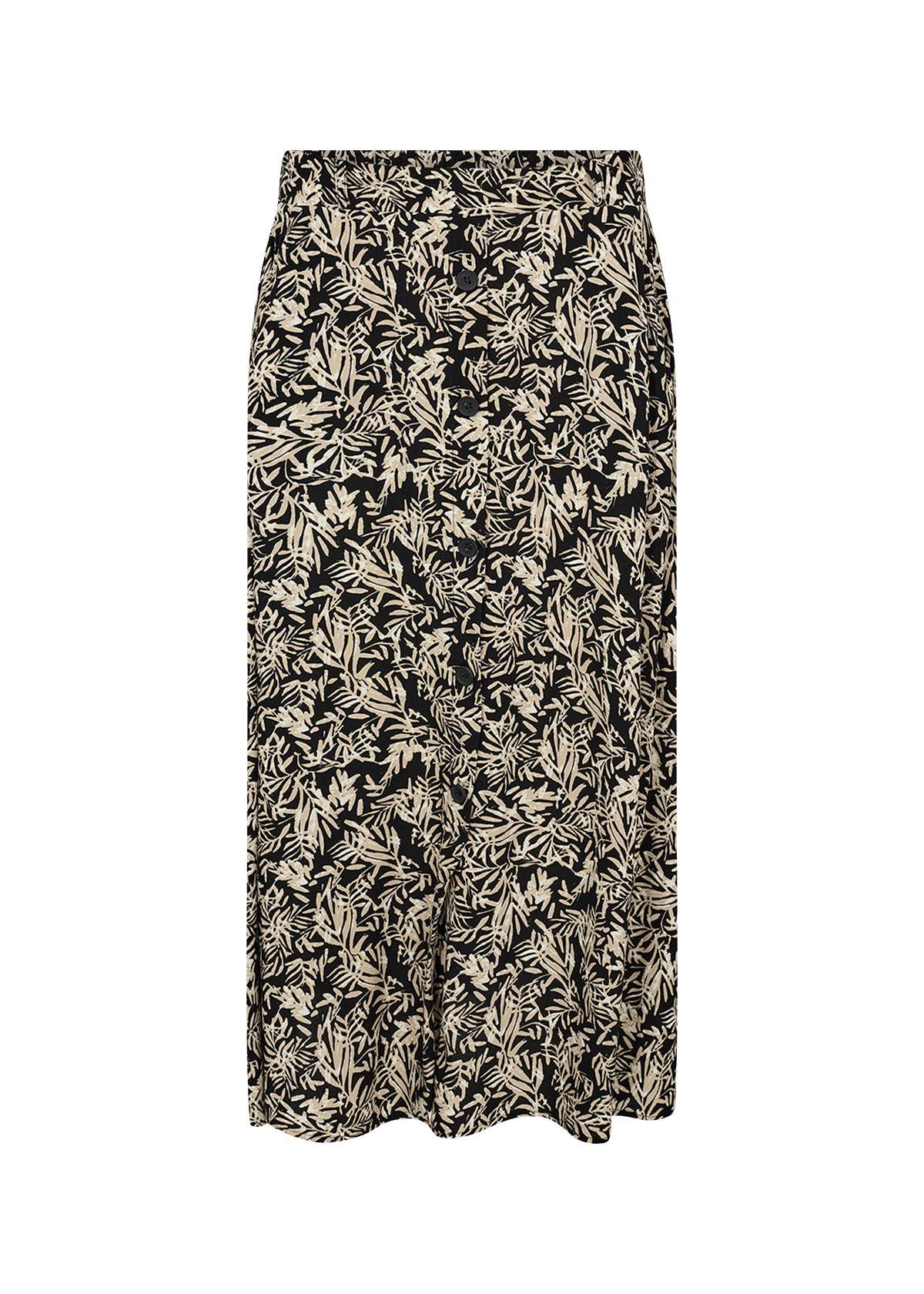 Black White Combi Woven Skirt Leaves