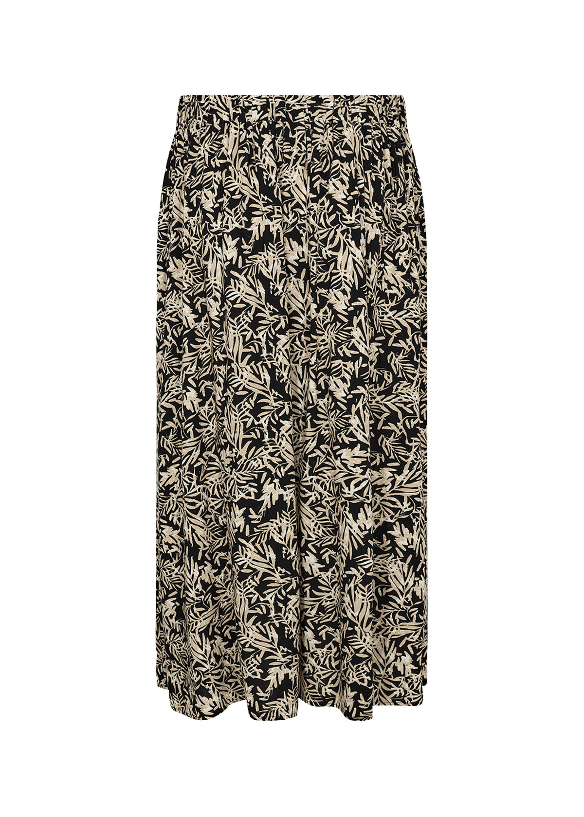 Black White Combi Woven Skirt Leaves