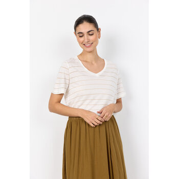 Knitted Tshirt Offwhite Gold Striped
