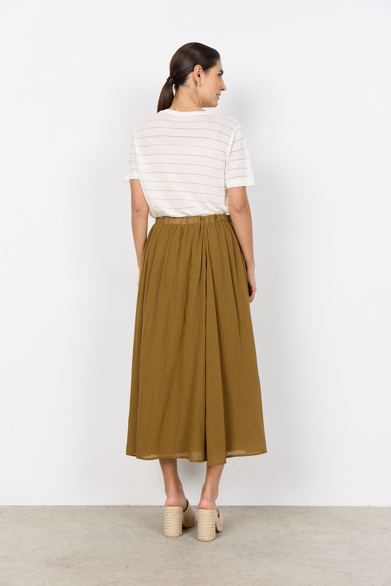 Knitted Tshirt Offwhite Gold Striped