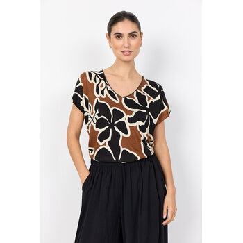 Knitted Tshirt Toffee Combi Leaves