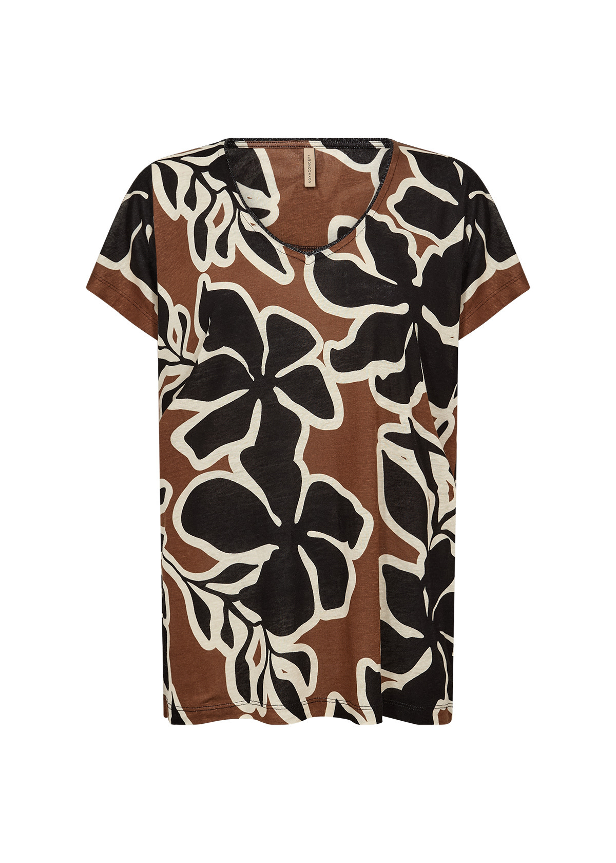 Knitted Tshirt Toffee Combi Leaves
