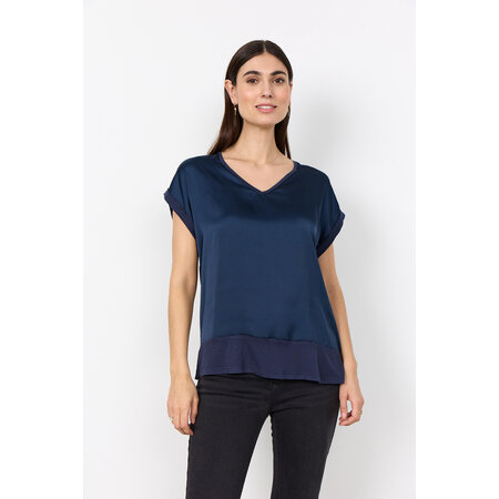 Knitted Satin Shirt Navy
