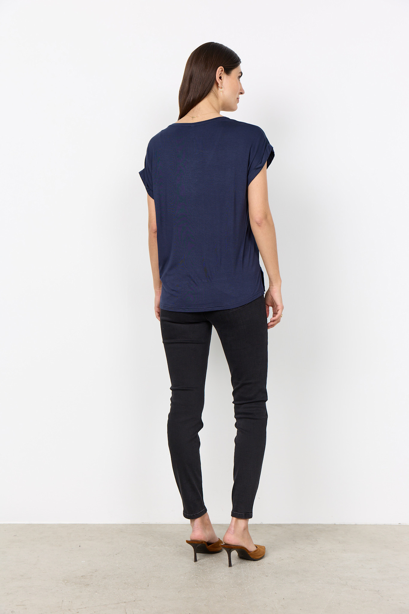 Knitted Satin Shirt Navy
