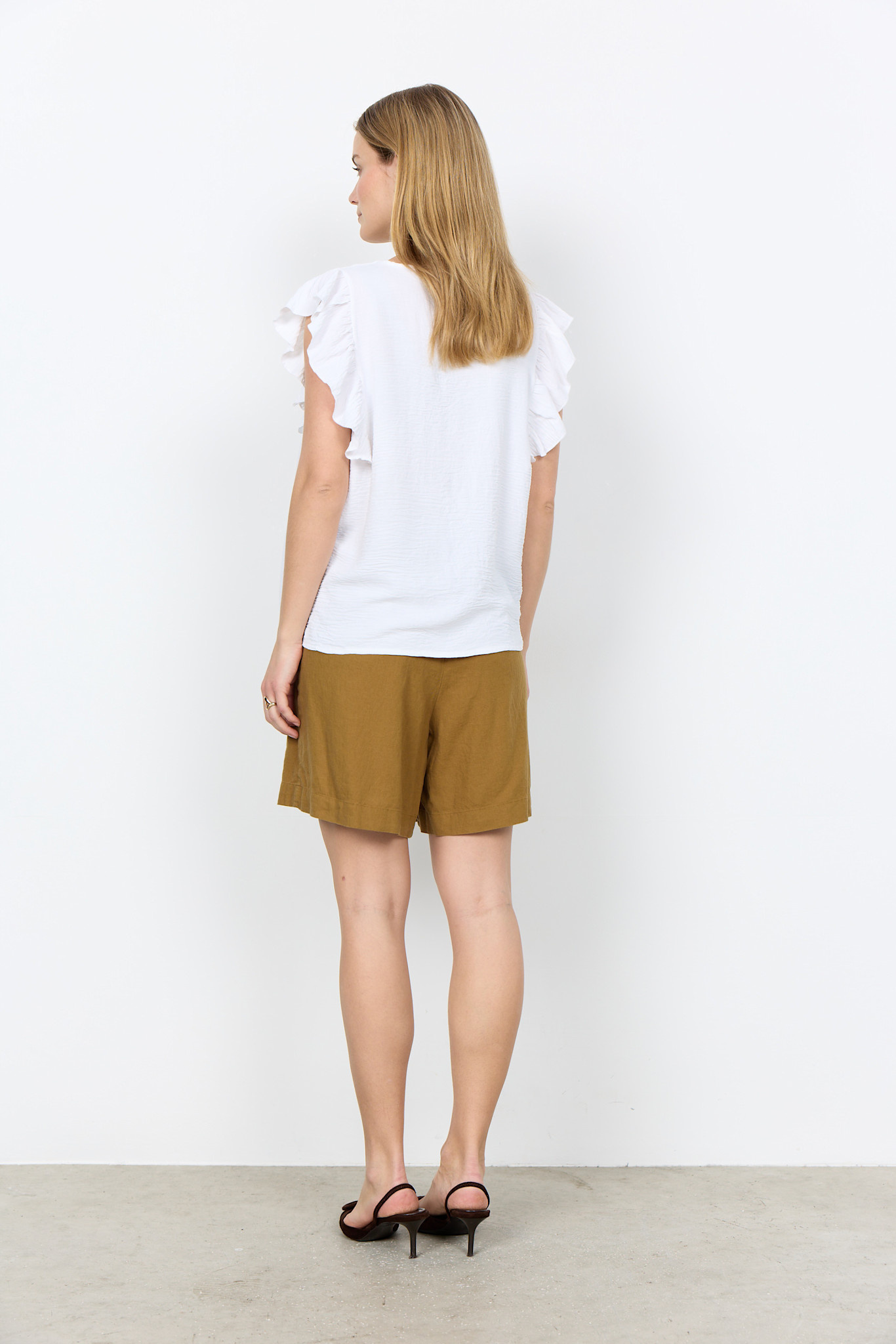 Woven Blouse White Ruffle Sleeve