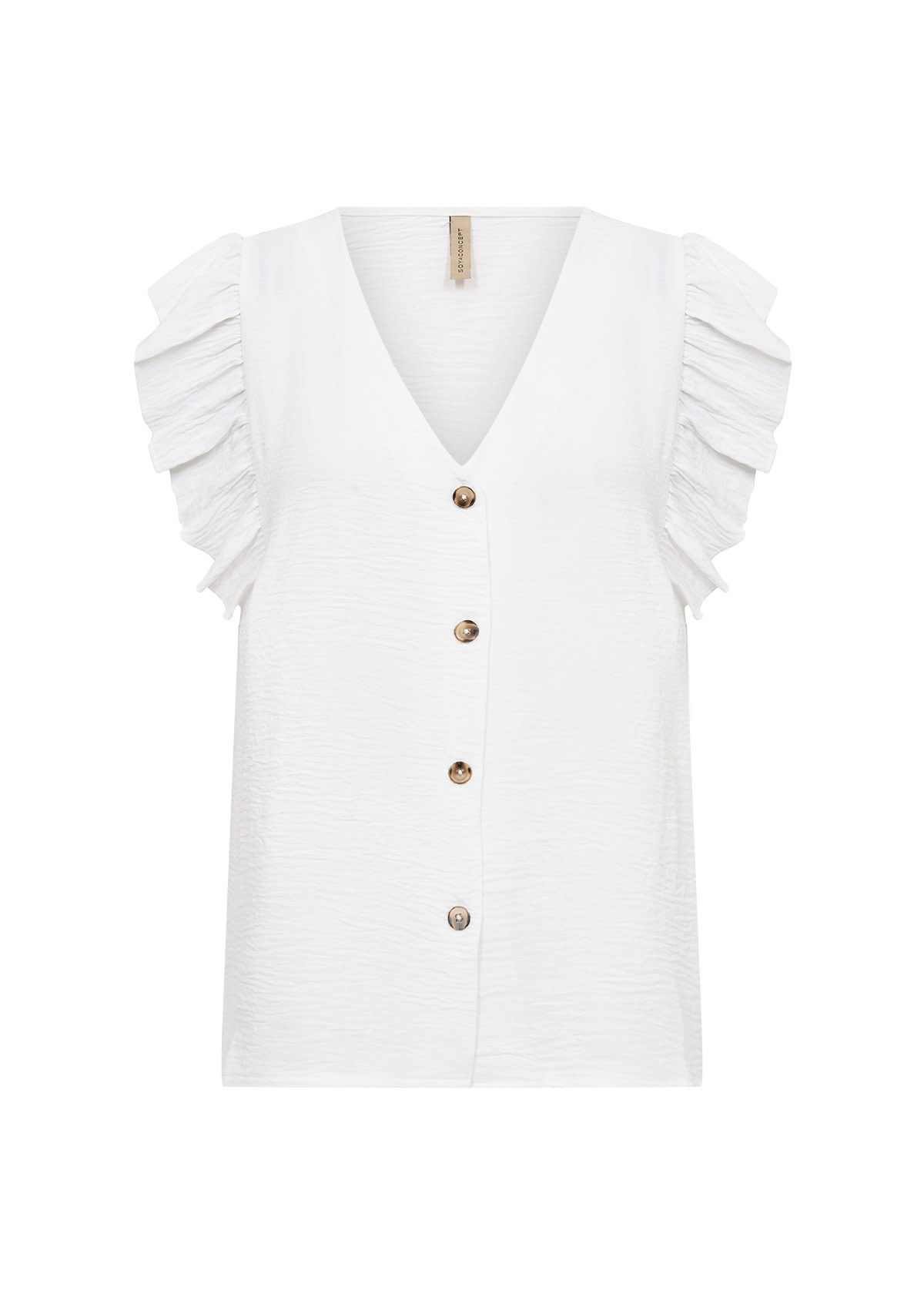 Woven Blouse White Ruffle Sleeve