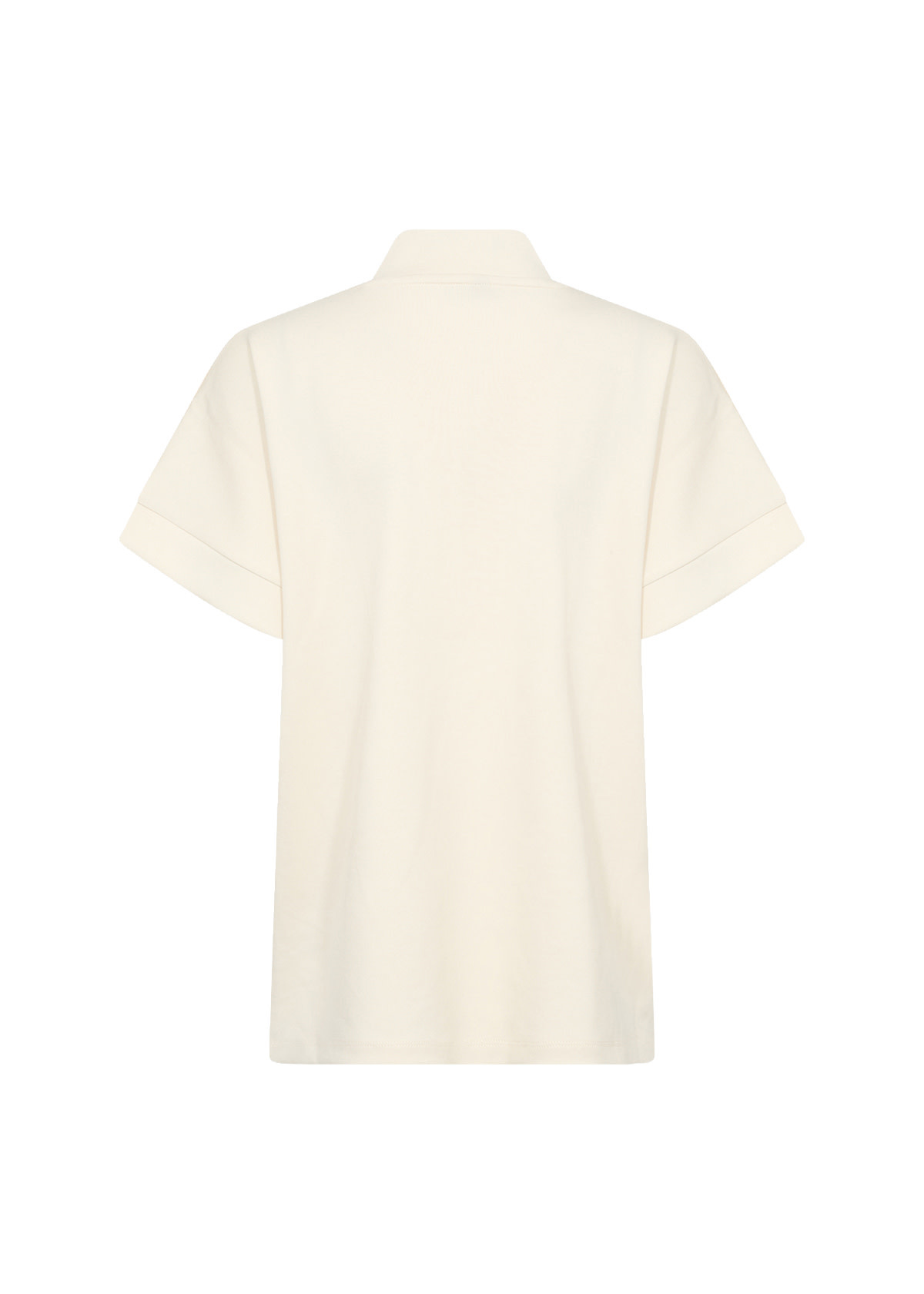 Cream Knitted Tshirt Zipper Collar