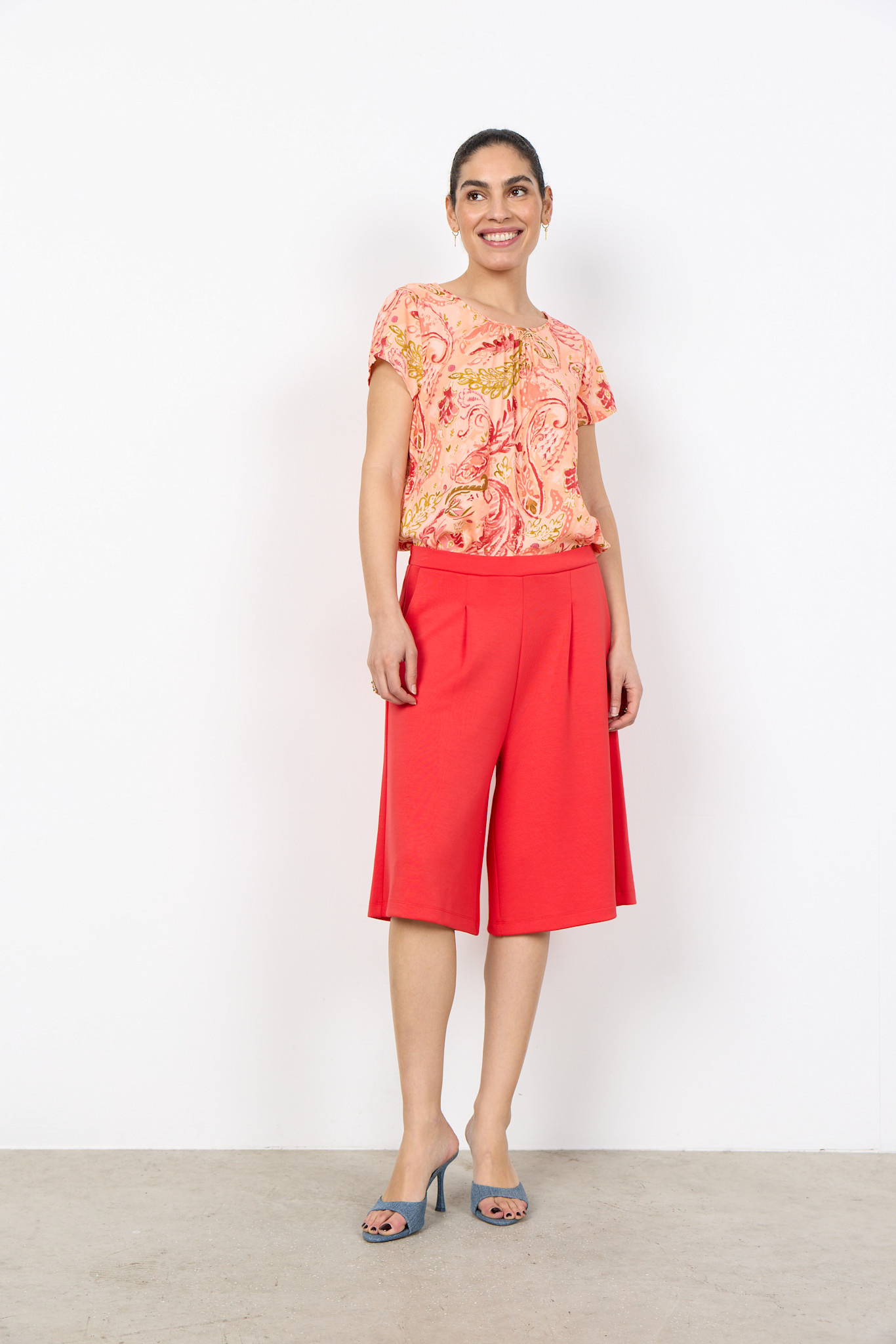 Salmon Combi Woven Blouse