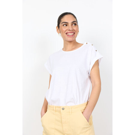 White Knitted Top Gold Buttons