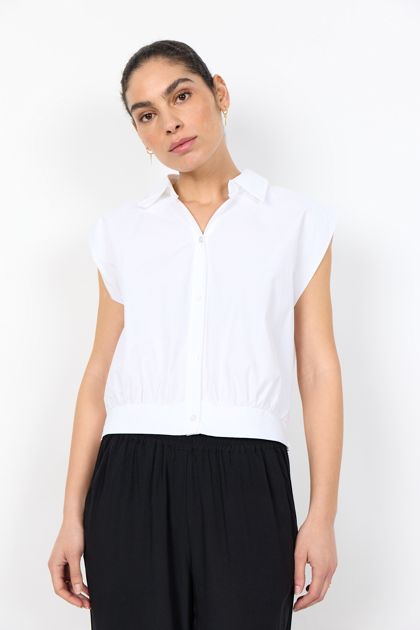 Puffy White Woven Blouse