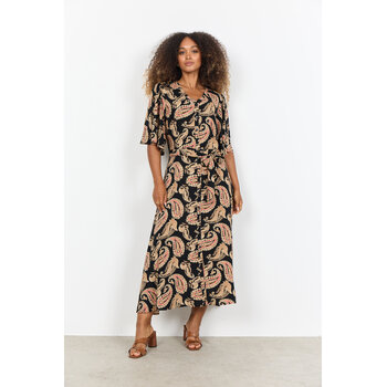 Black Combi Red Toffee Woven Dress