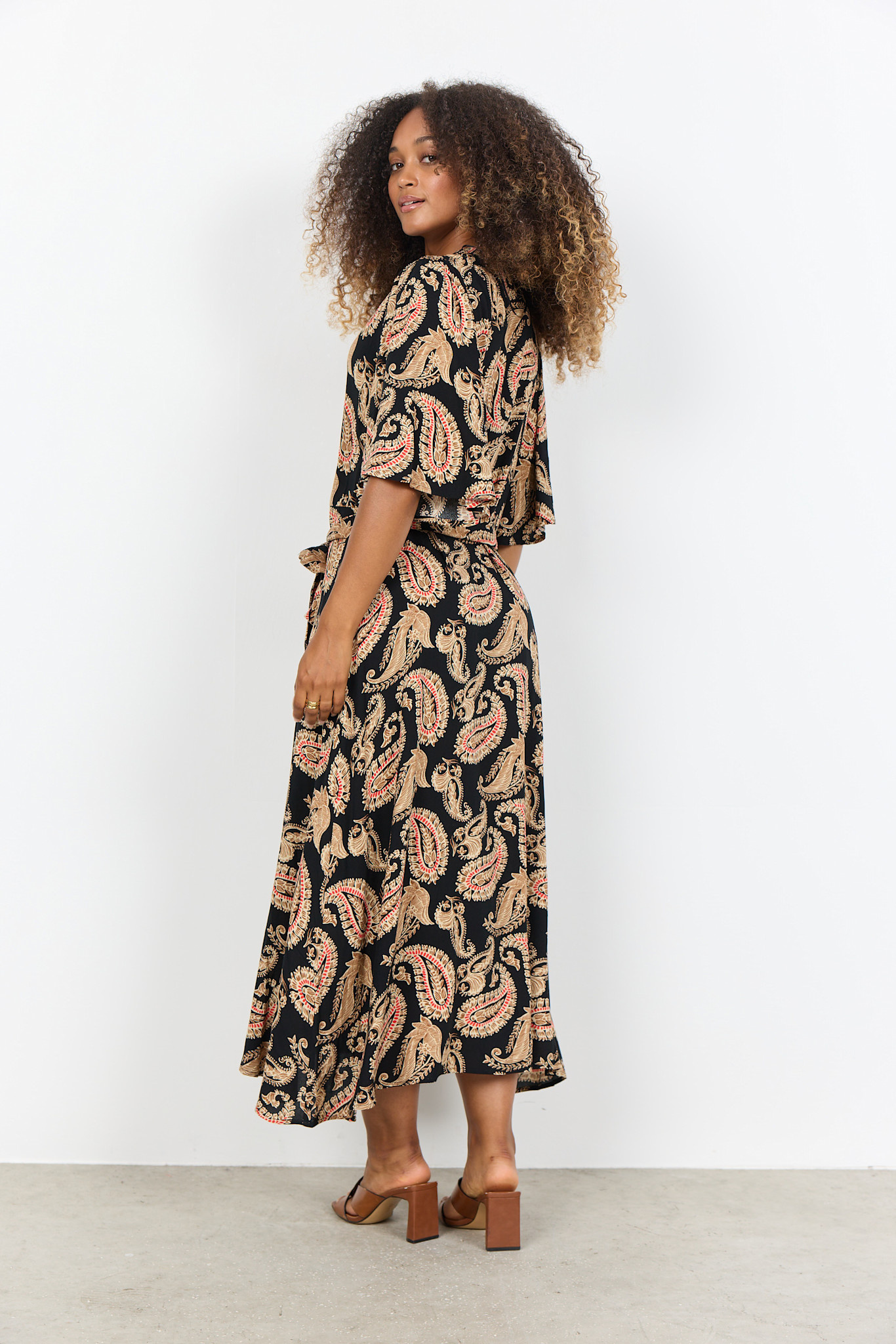 Black Combi Red Toffee Woven Dress