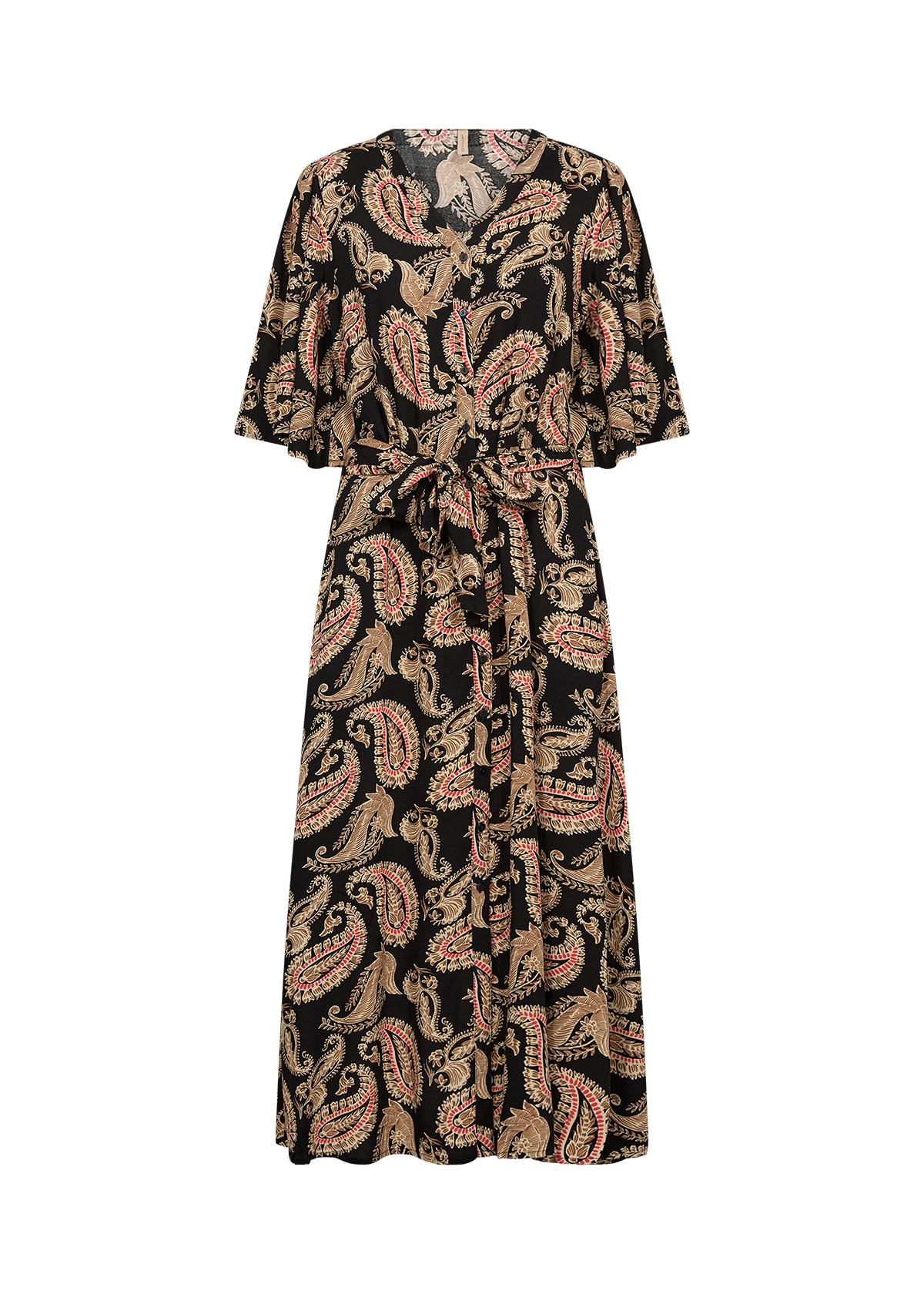 Black Combi Red Toffee Woven Dress