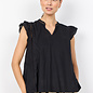 Black Woven Blouse Ruffled Sleeve