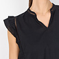 Black Woven Blouse Ruffled Sleeve