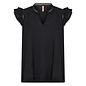 Black Woven Blouse Ruffled Sleeve