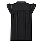 Black Woven Blouse Ruffled Sleeve