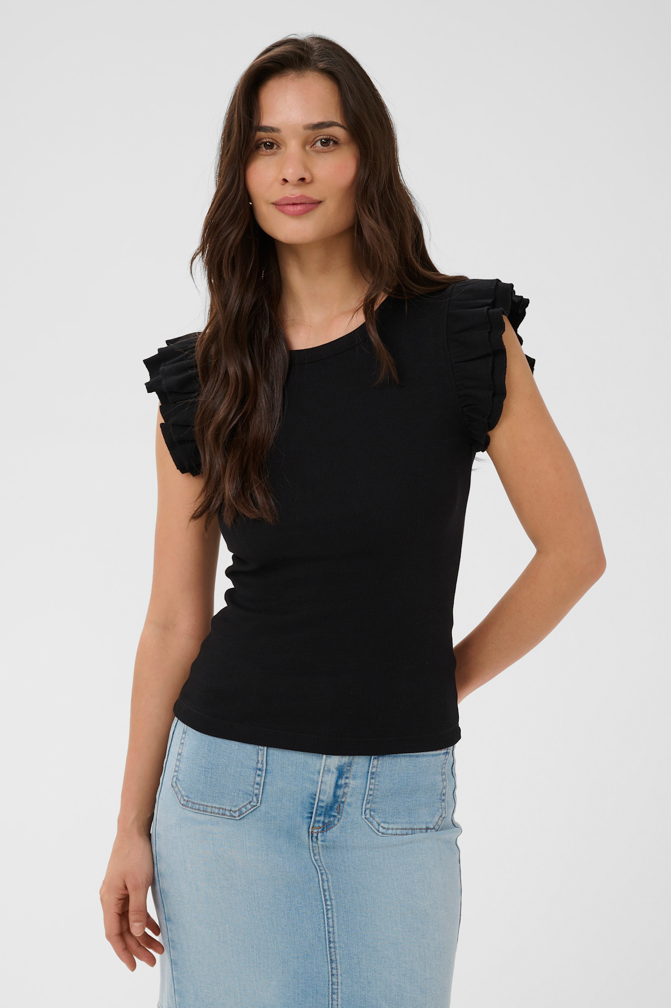 KAcarna Flounce Top Black