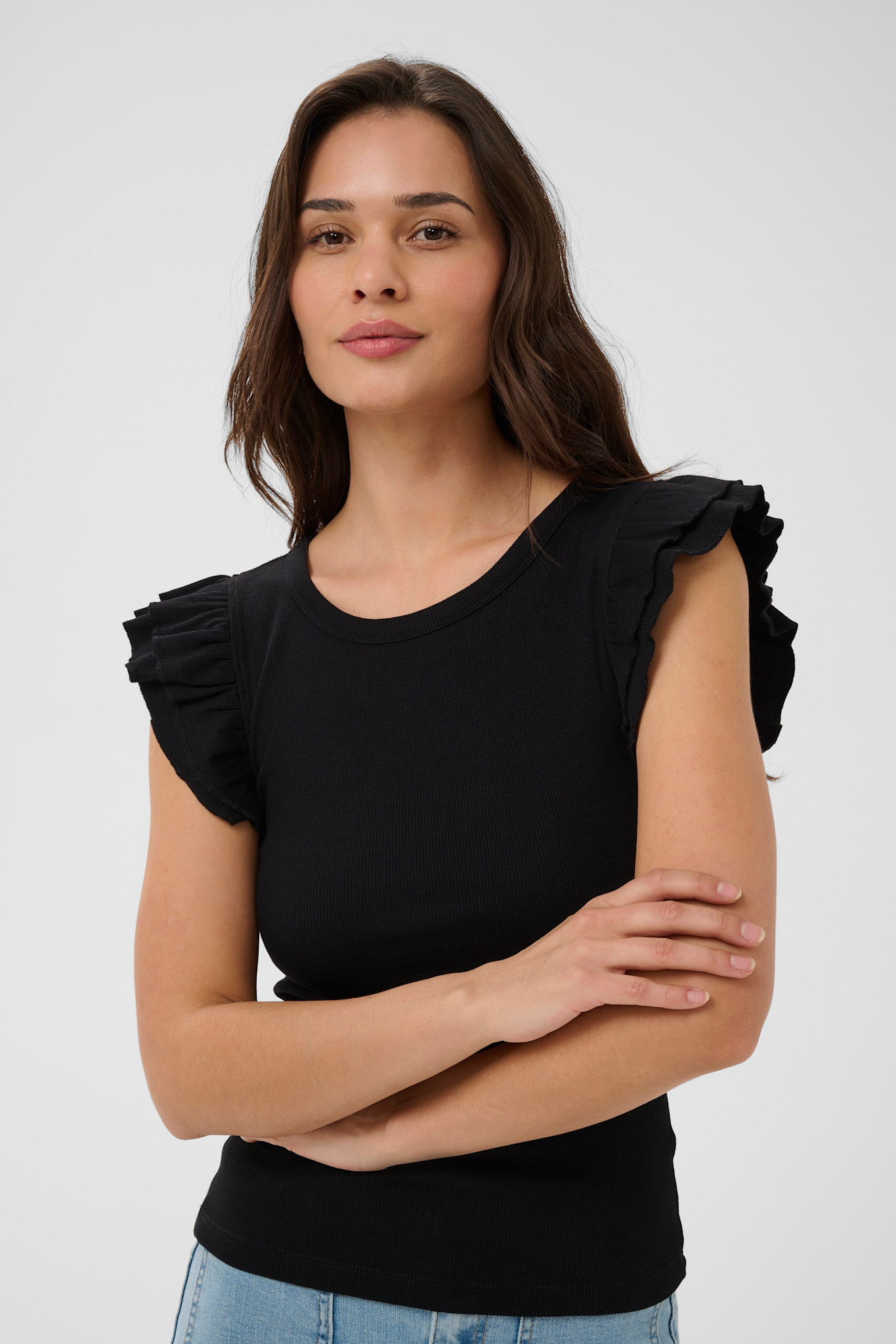 KAcarna Flounce Top Black