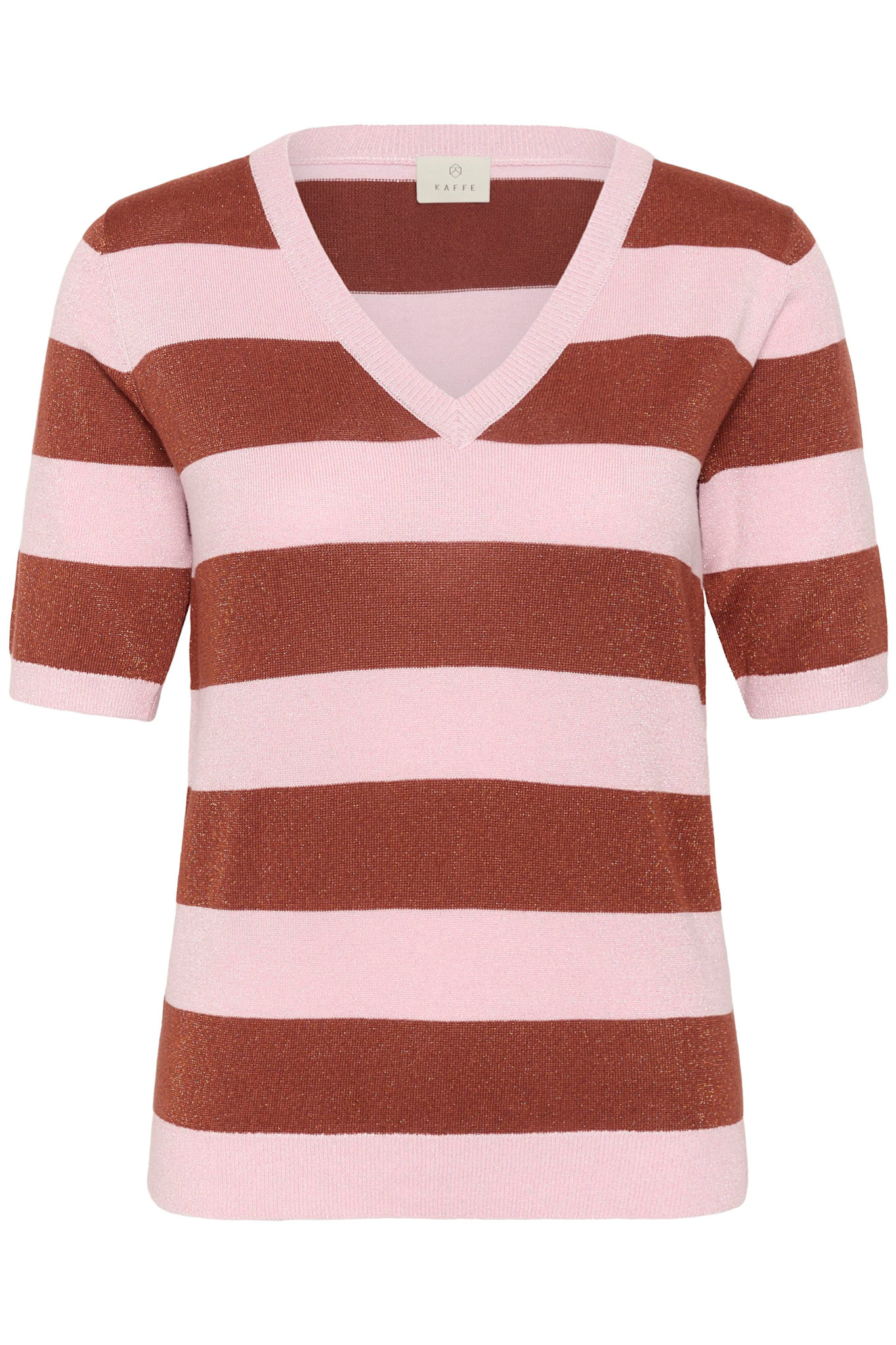 KAregina Stripe V-neck Pullover Henna Shiny