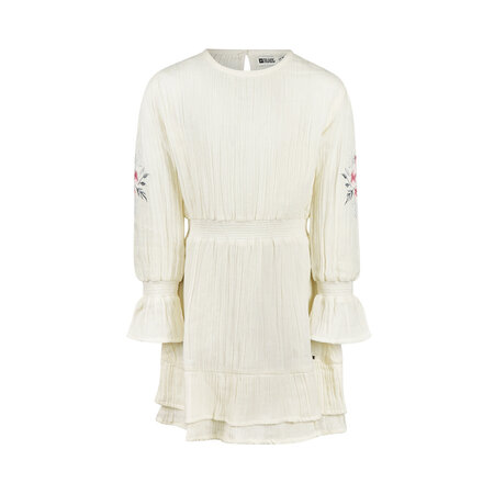 Dress Offwhite Embroidered Flowers Sleeve