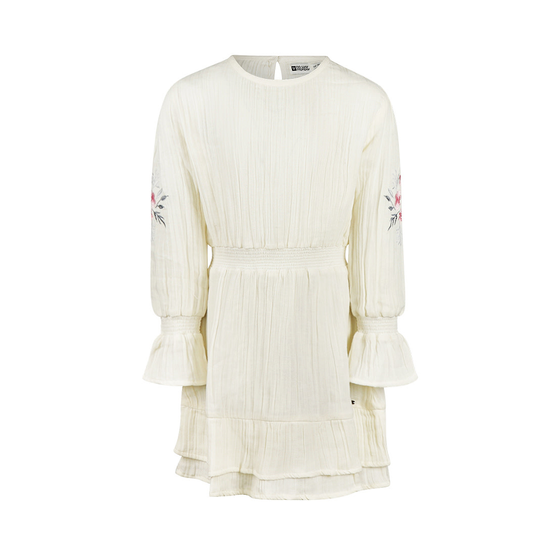 Dress Offwhite Embroidered Flowers Sleeve