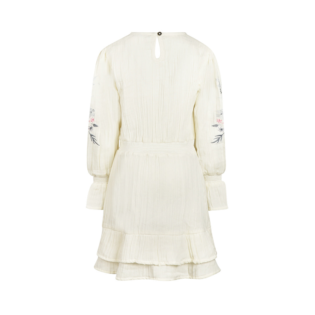 Dress Offwhite Embroidered Flowers Sleeve