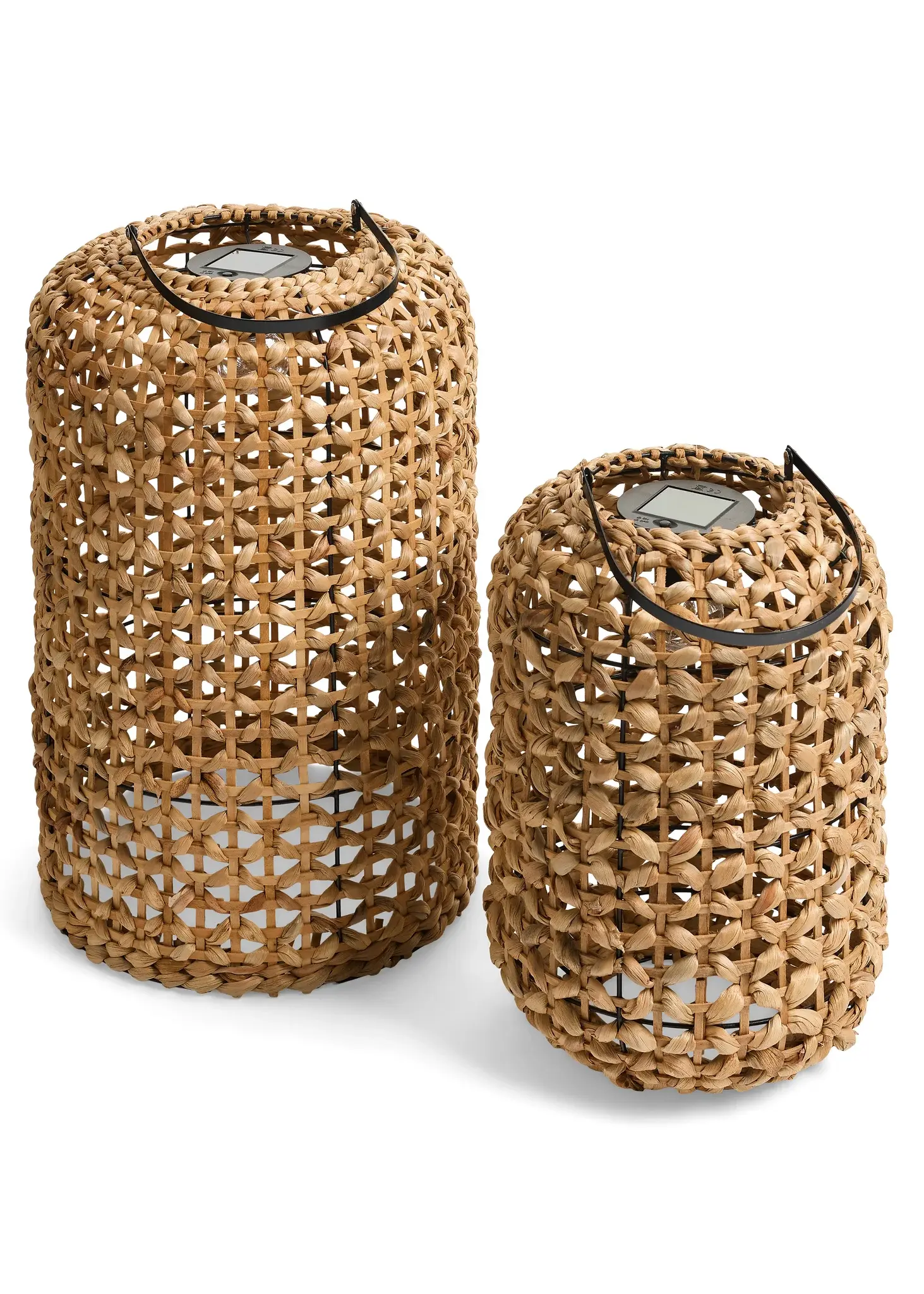 LANTERN LARGE SOLAR BRAIDED GRASS NATURAL