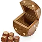 DECO DICE MANGO WD WITH BRASS DETAILS NATURAL-GOLD