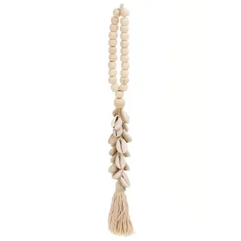 TASSEL WOOD/BEAD/ SHELL 1X11