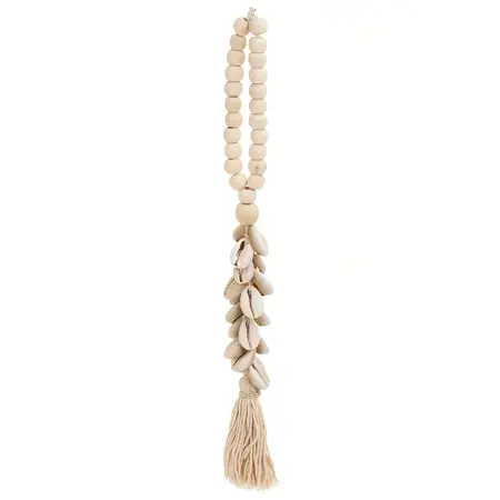 TASSEL WOOD/BEAD/ SHELL 1X11