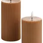 PILLAR CANDLE LED RIBBED 3X4 DUSTY ROSE