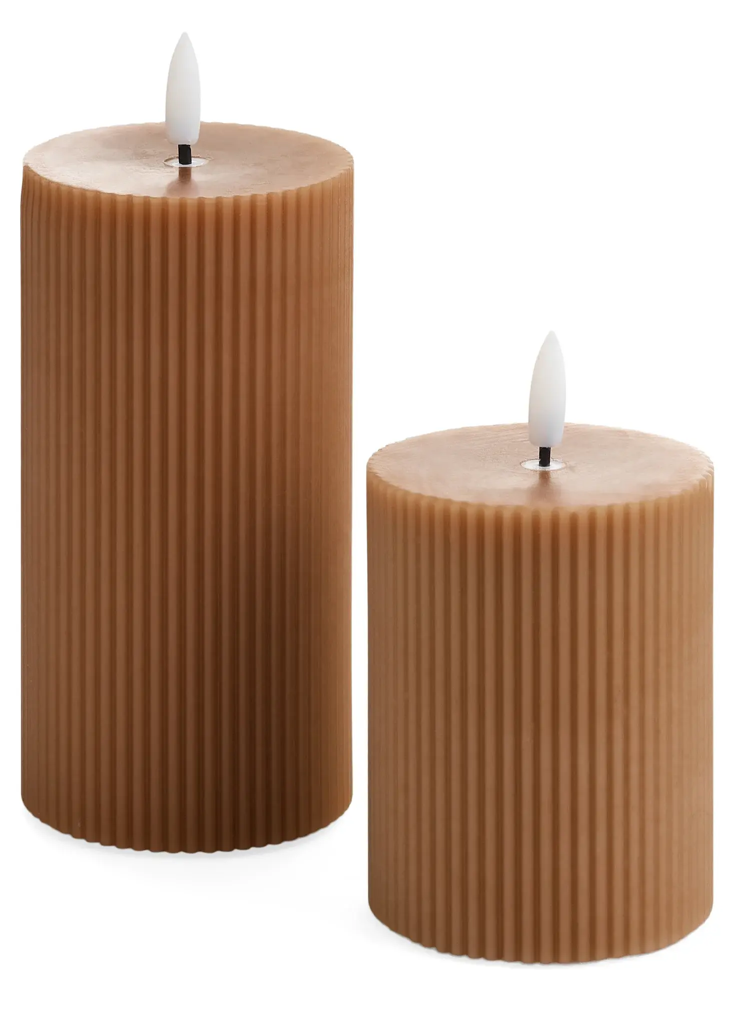 PILLAR CANDLE LED RIBBED 3X4 DUSTY ROSE