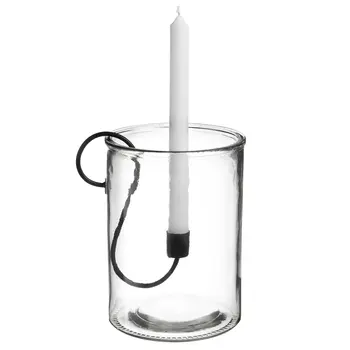 CANDLE HOLDER LG GLASS/MET