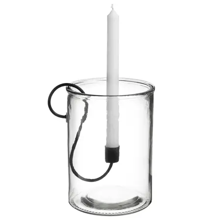 CANDLE HOLDER LG GLASS/MET