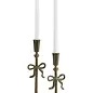 CANDLE HOLDER SMALL WITH A BOW IRON ANTIQUE BRASS