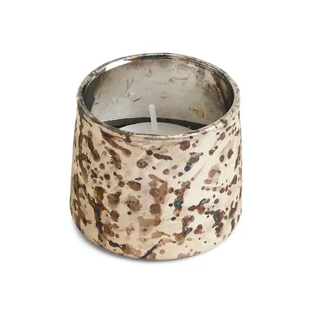 CANDLE HOLDER FRECKLED GLASS RUSTIC MERCURY