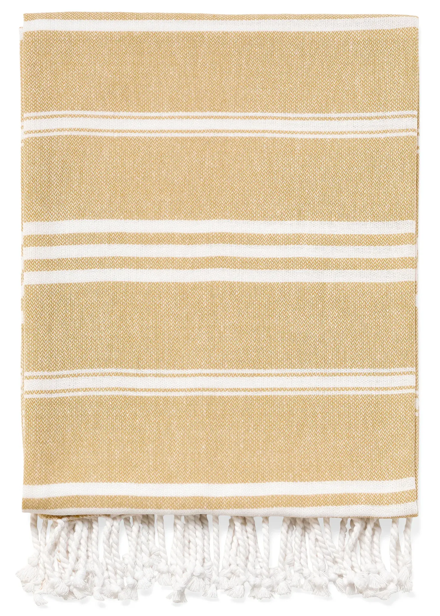 THROW WOVEN COT W/STRIPE AND FRINGES YEL/WH 50X60